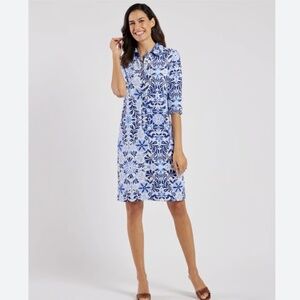 Jude Connally Susanna dress white pattern sz large L